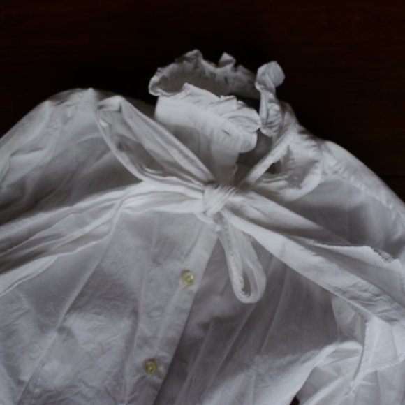 Vintage Ruffle Neck Bow Blouse - Picture 2 of 2